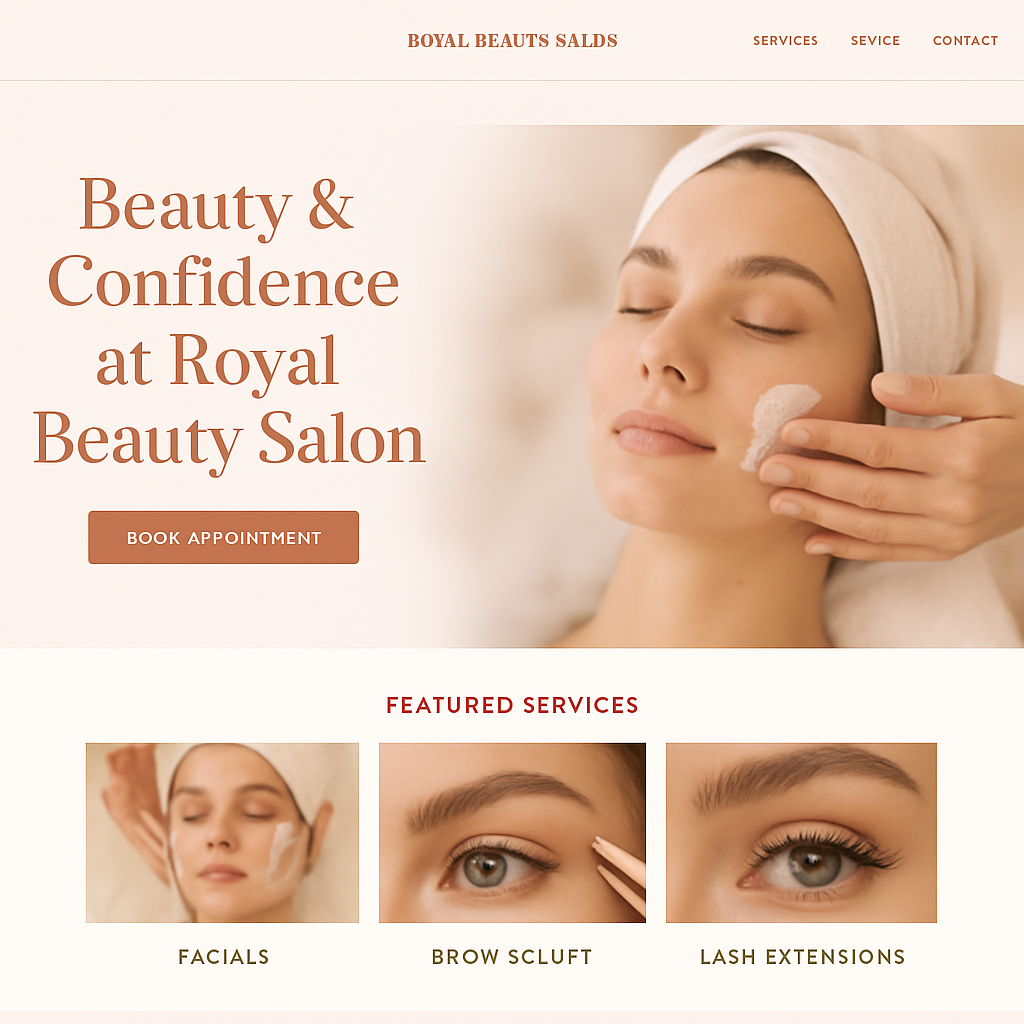 Royal Beauty & Threading Salon website